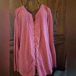 J Jill Pink Button-Up Top Size Large